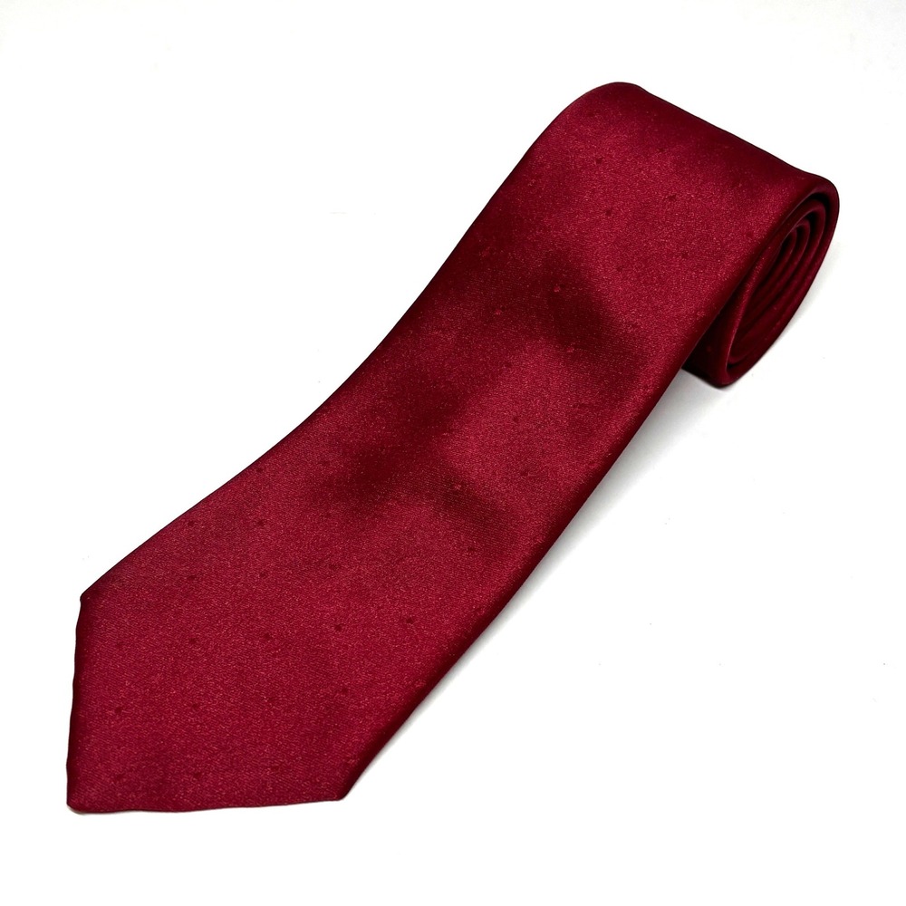 Manhattan‎ Tie Burgundy Red Dotted Silk Blend USA Made Polka Dot Classic Power